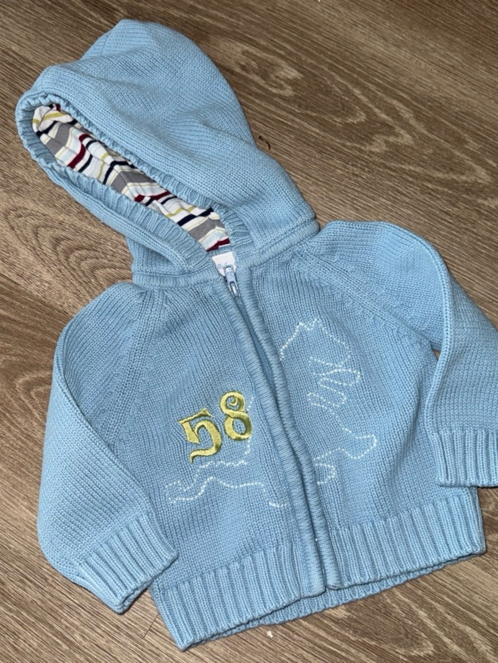 Vintage Lullaby Club Baby Knit Hoodie • 3M • Embroidered